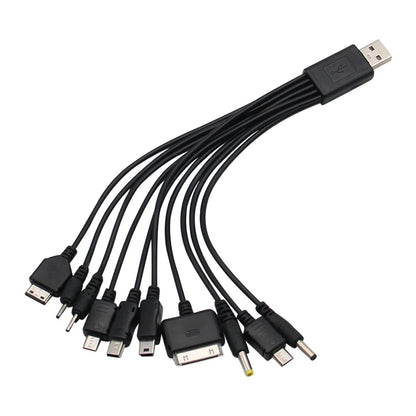 Universal USB to Multi Plug Cell Phone Charger Cable 10 to 1 USB Cable for Samsung Xiaomi Huawei Google OPPO Vivo Charger Cable