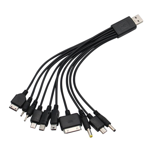 Universal USB to Multi Plug Cell Phone Charger Cable 10 to 1 USB Cable for Samsung Xiaomi Huawei Google OPPO Vivo Charger Cable