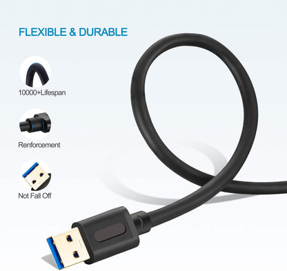 USB 3.0 Male to Male Cable 6Ft,Usb to USB Cable with Gold-Plated Connector for Hard Drive Enclosures, DVD Player, Laptop Cooler (6Ft/1.8M)