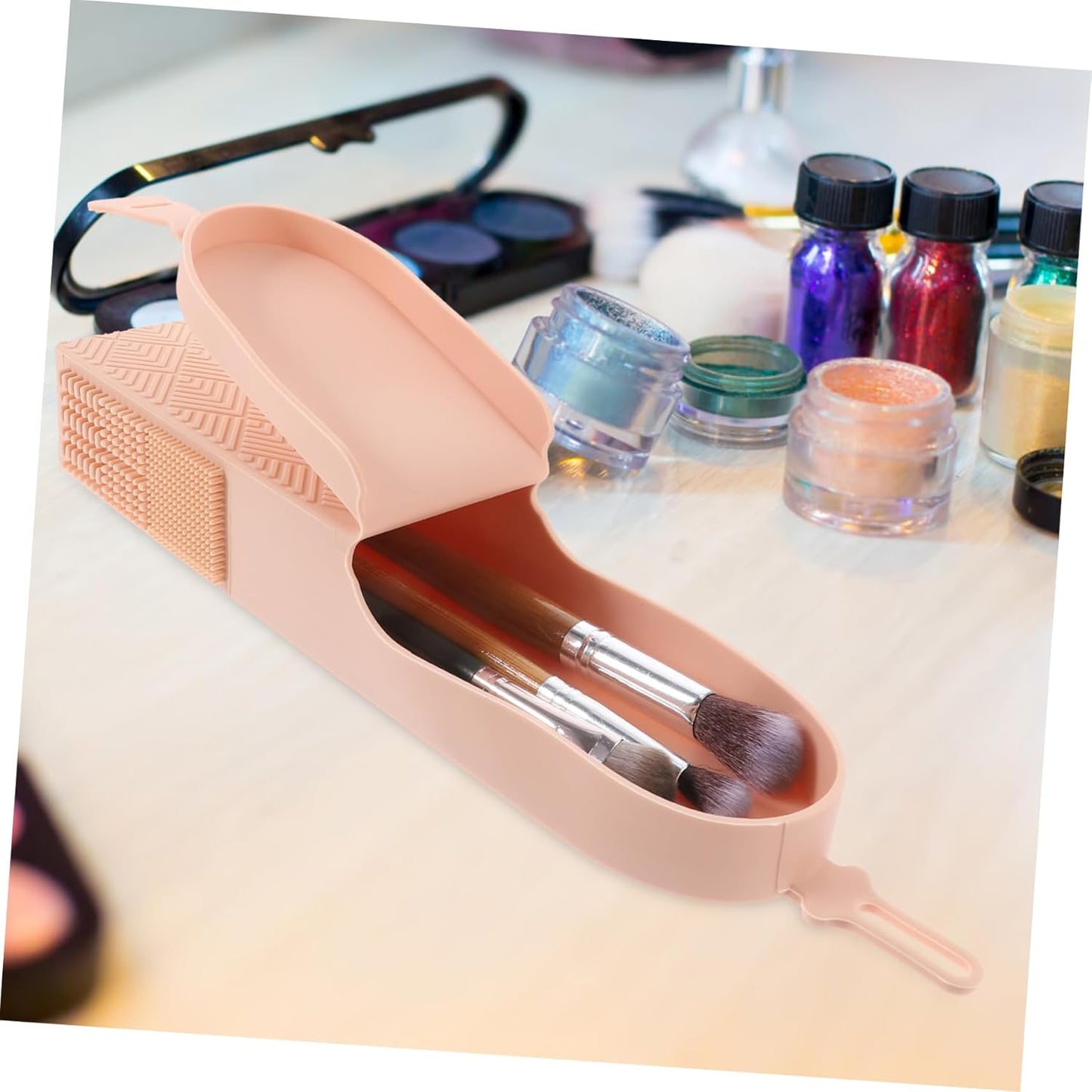 Travel Makeup Brush Case Cover Compact Cosmetic Storage Organizer for Eyebrow Pencil and Brushes for Women and Girls the Go for Travel and Events