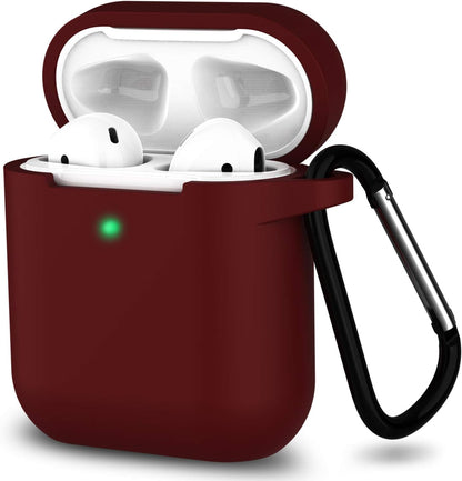 Silicone Case Compatible with Apple Airpods 1&2 Wireless and Wired Charging Case(Front LED Visible),Burgundy