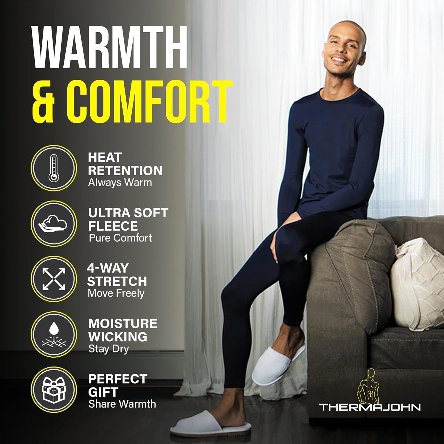 Long Johns Thermal Underwear for Men Fleece Lined Base Layer Set for Cold Weather